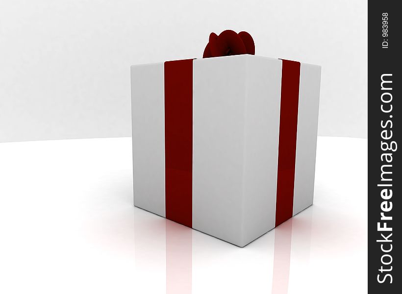 A ribbon wrapped gift box on white001. A ribbon wrapped gift box on white001