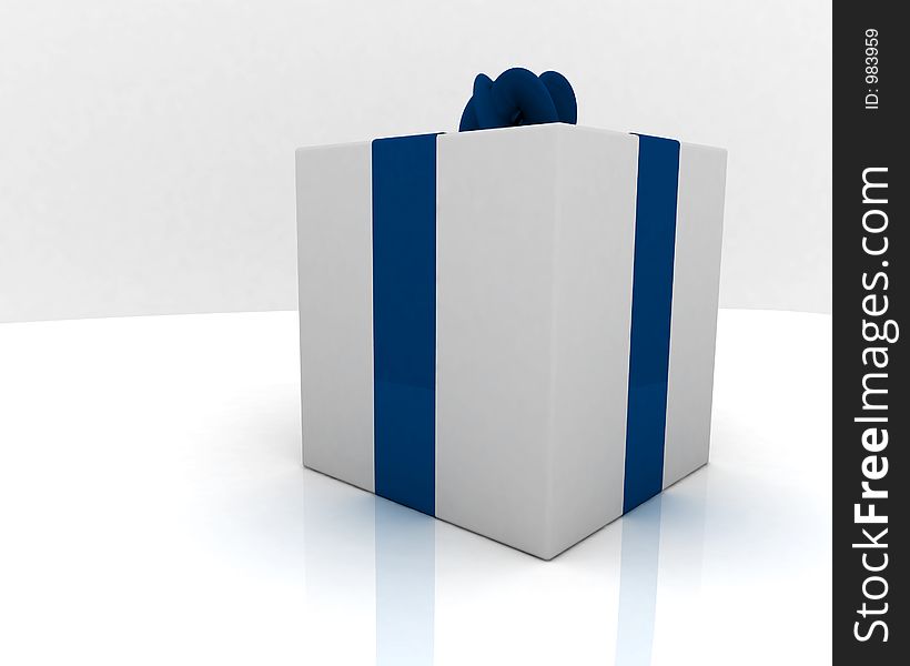 A ribbon wrapped gift box on white002. A ribbon wrapped gift box on white002