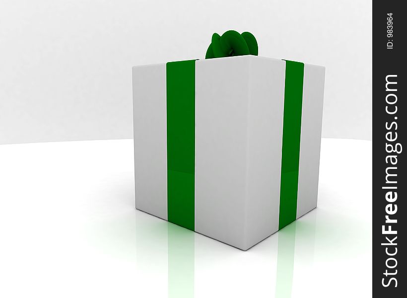 A ribbon wrapped gift box on white003. A ribbon wrapped gift box on white003