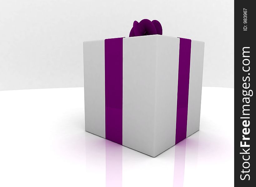 A ribbon wrapped gift box on white004. A ribbon wrapped gift box on white004
