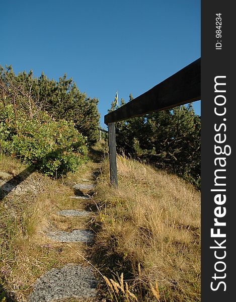 Stairs on hill in sweden