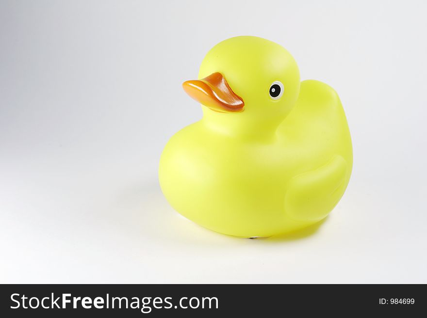 Yellow duck with red beak on white background. Yellow duck with red beak on white background