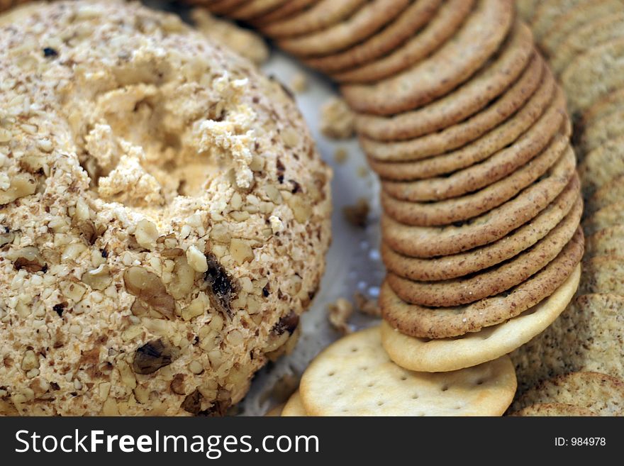 A platter of cheese and crackers