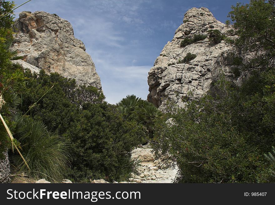 Rough path between mountains. Rough path between mountains