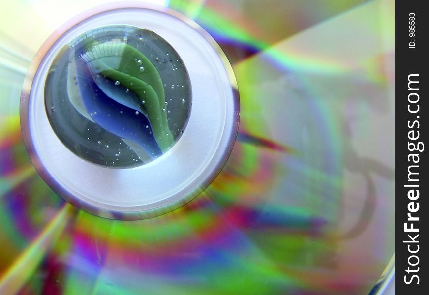 Colourful ball on compact disc. Colourful ball on compact disc