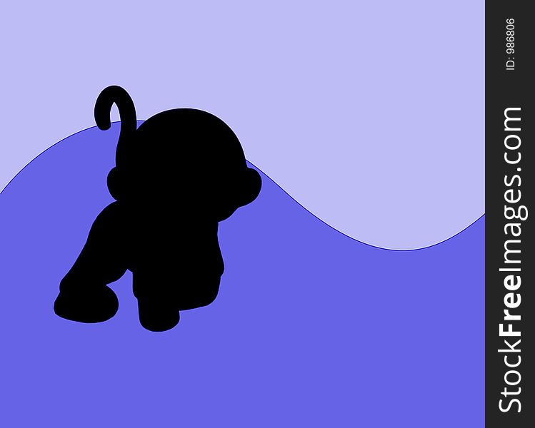 An illustrated silhouette of a monkey on a blue background. An illustrated silhouette of a monkey on a blue background