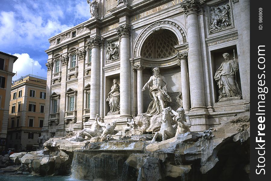 This is a beautiful shot of the Trevi Fountain in Rome, Italy, captured on a glorious sunny day. This is shot on medium-format slide film and scanned, for maximum resolution at larger print sizes.