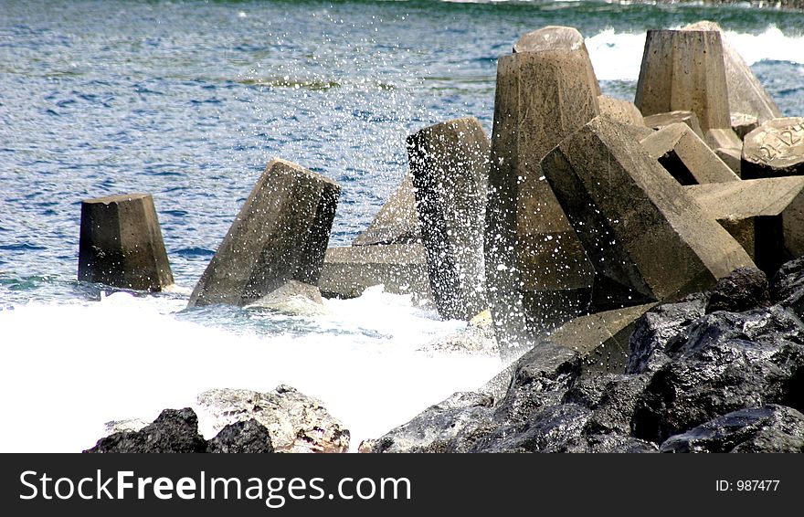 Jetty Pilings w/ splash