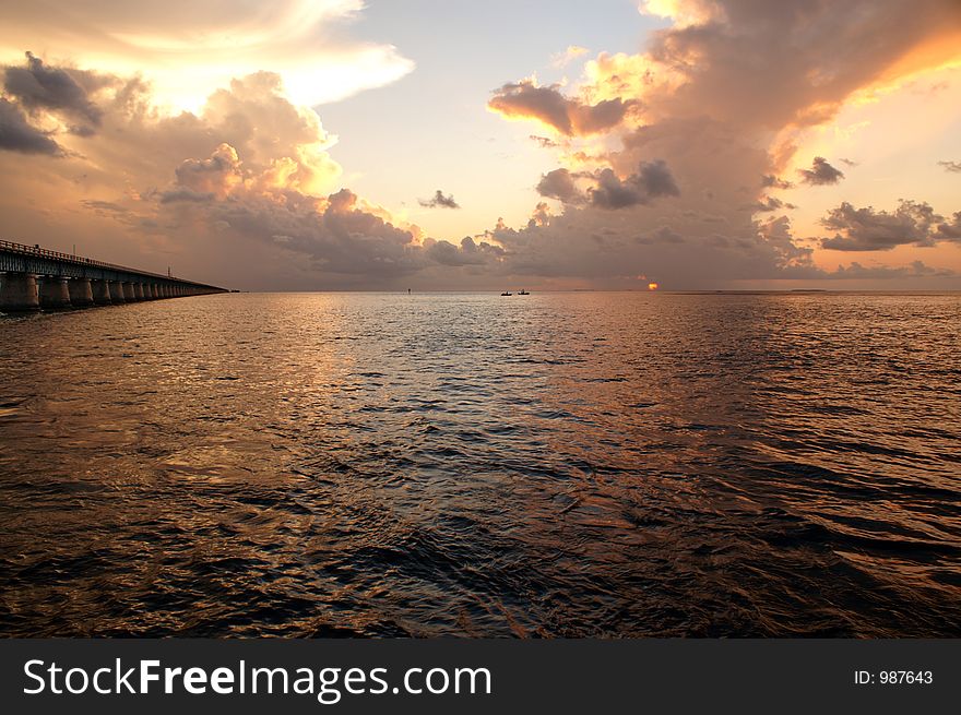 Magnificent Key West ocean view Sunset near seven mile bridge. Magnificent Key West ocean view Sunset near seven mile bridge