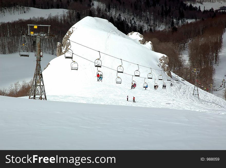 Ski lift on the top of mountain. Ski lift on the top of mountain