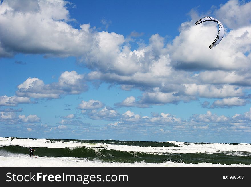 Kite surfer, Baltic Sea. Kite surfer, Baltic Sea