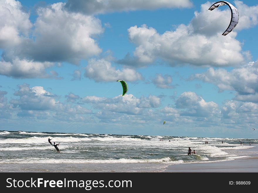 Kite surfer, Baltic Sea. Kite surfer, Baltic Sea