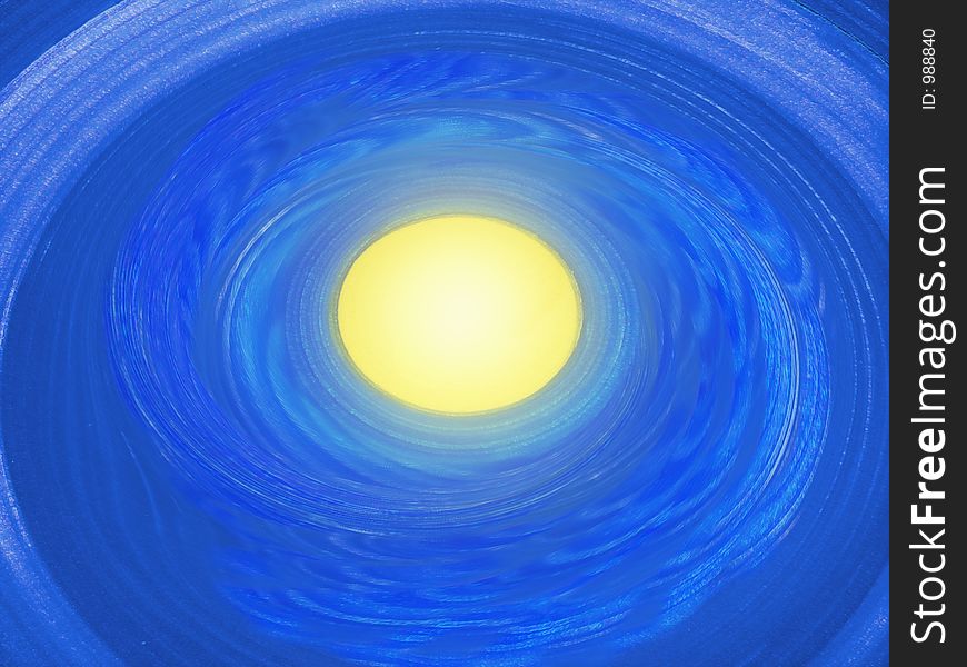 Illustrated sun with blue swirly sky. Illustrated sun with blue swirly sky