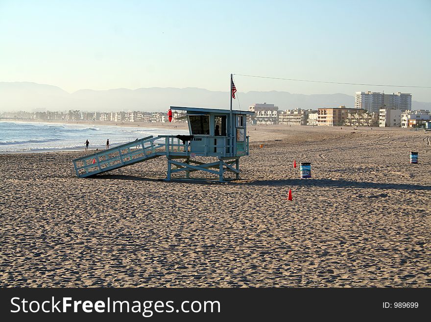 Lifeguard cabin on the beach, Marina del rey