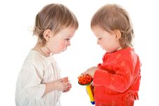 Two Little Funny Girls Stock Photo