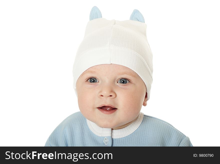 Cute baby boy on white background