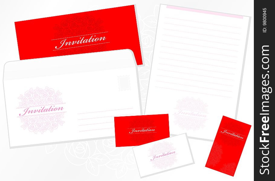 Design of card, envelope and the letter form. Design of card, envelope and the letter form
