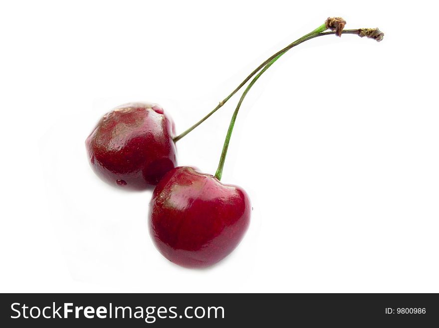 Red cherry isolated over white