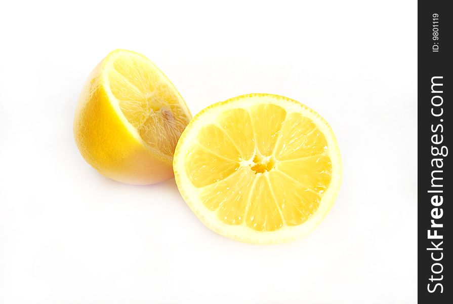 Lemon halves on a white background