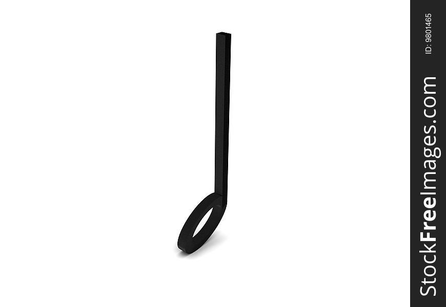 Three dimensional black musical element with white background
