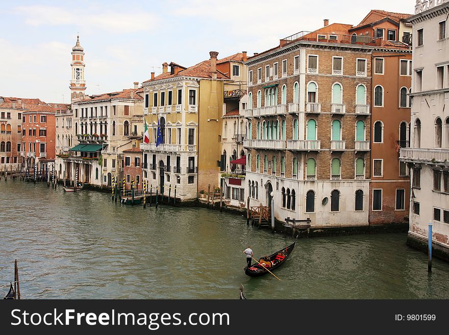 Details shot old houses and street in Venice, Italy