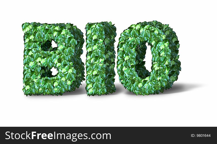 The word BIO made of leaves