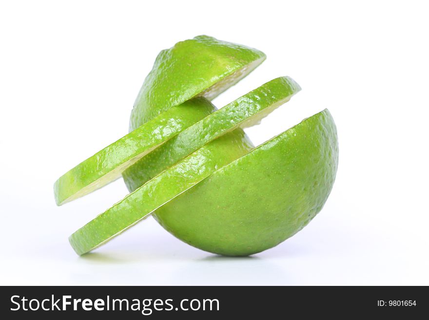 Fresh green lime isolated on white. Fresh green lime isolated on white