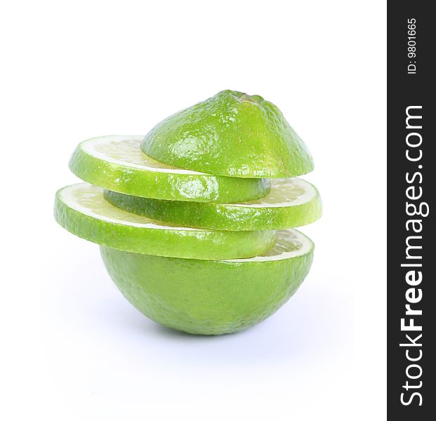 Fresh green lime isolated on white. Fresh green lime isolated on white