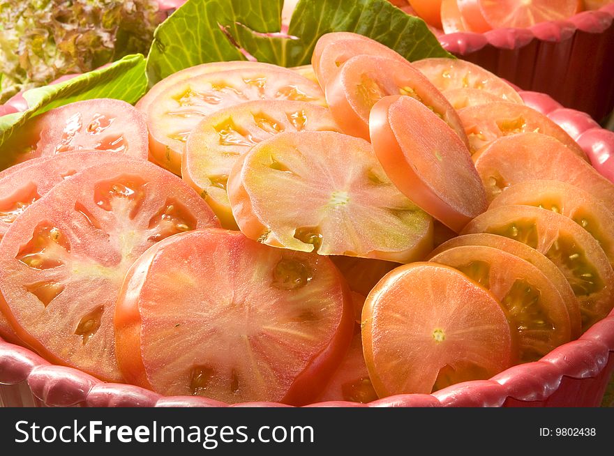 Cutted Tomatoes In A Buffet