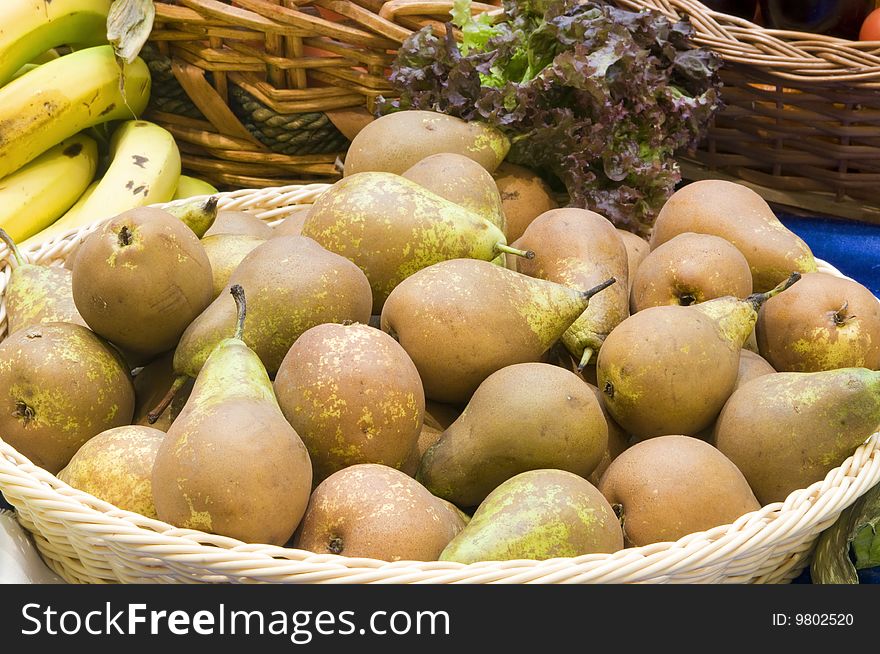 Lot Of Really Pears In A Market