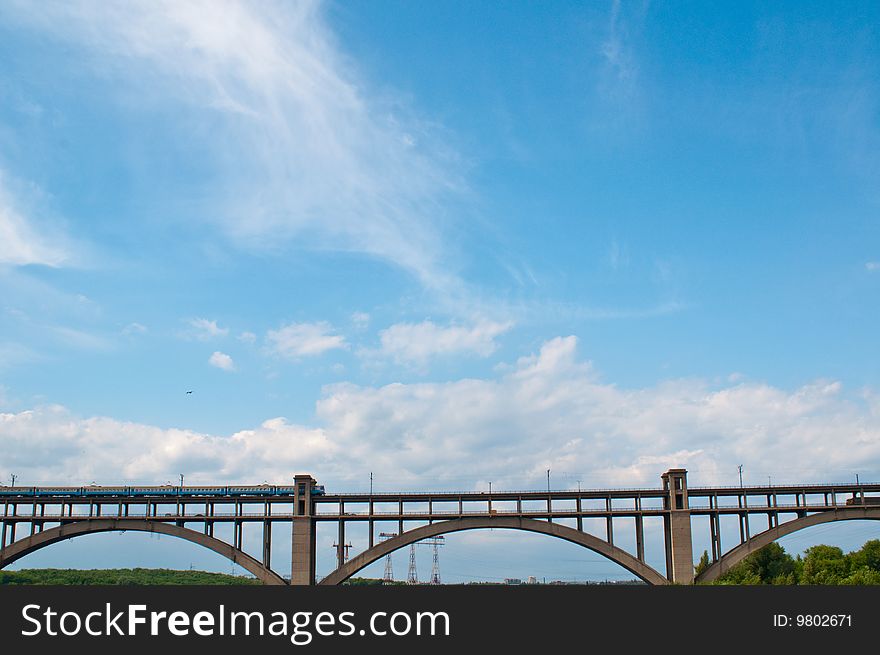 Bridge  on the river dniper, ukraine