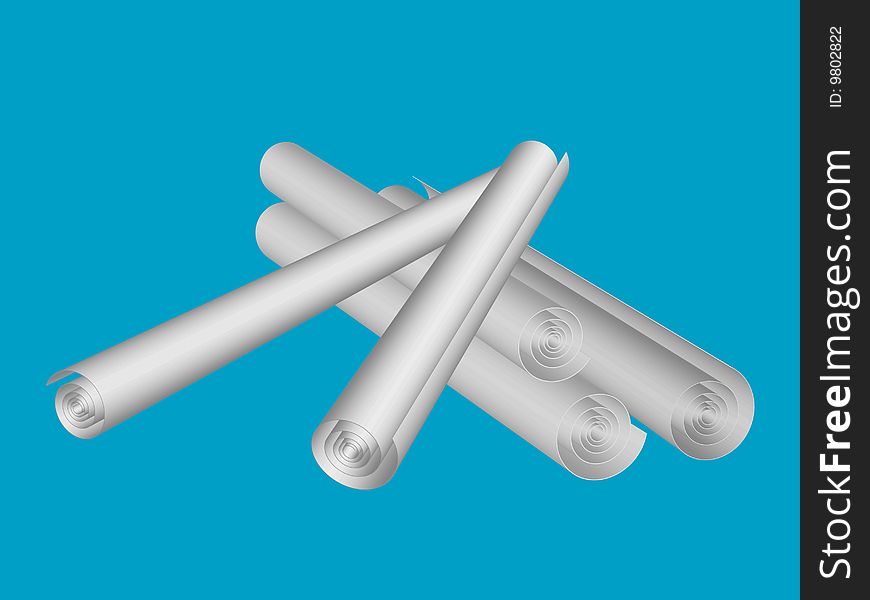 Illustration of paper rolls isolated from background. Illustration of paper rolls isolated from background