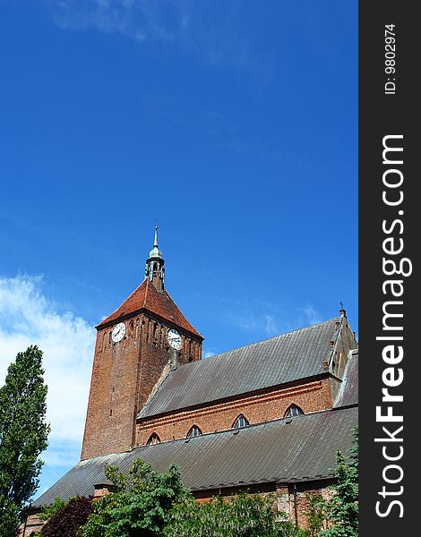 Gothic church with red brick - DarÅ‚owo