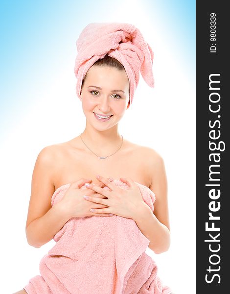 Spa beauty girl in towel