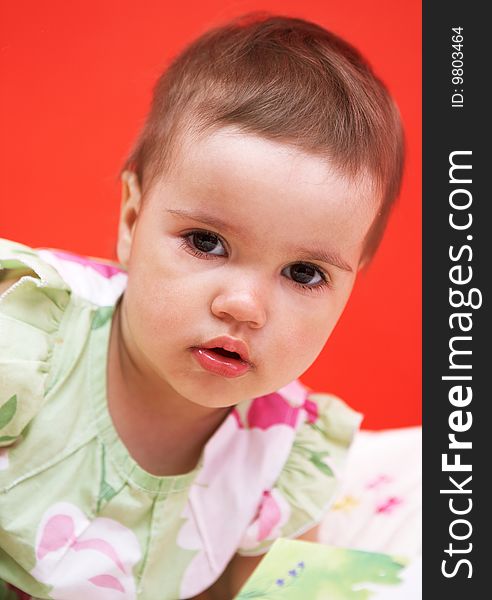 Closeup portrait of adorable baby