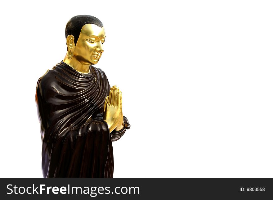 A monk molds was stand on white background