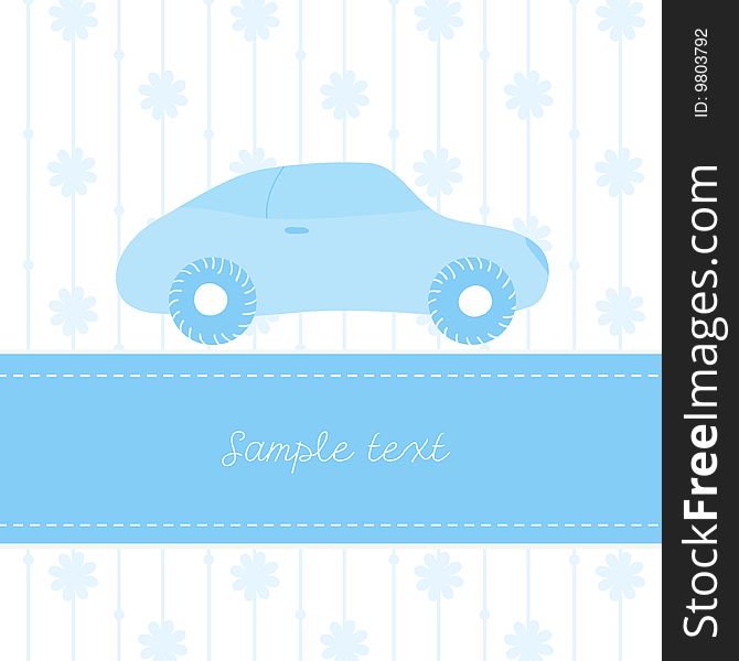 Colorful illustration with car and place for your own text. Vector art