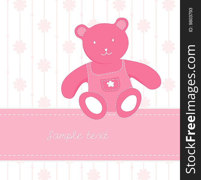 Colorful illustration with teddy bear and place for your own text. Vector art