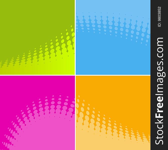 Set of four color versions of abstract halftone circles. Vector art. Set of four color versions of abstract halftone circles. Vector art