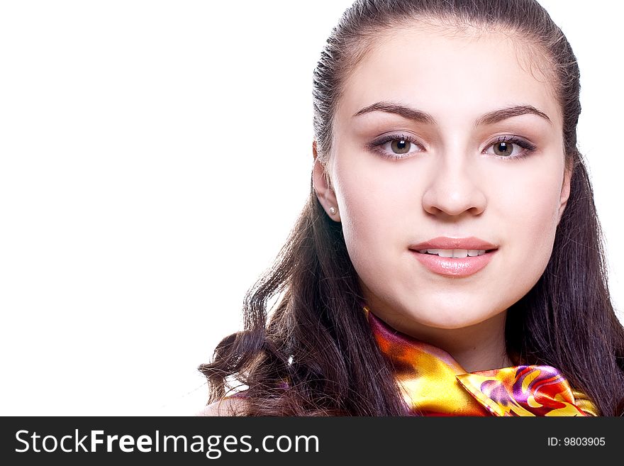 Beautiful Women In A Colored Blouse