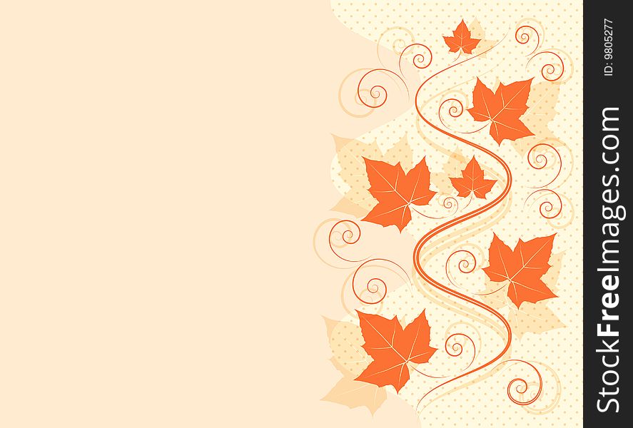 Illustrated abstract background with orange leaves. Illustrated abstract background with orange leaves