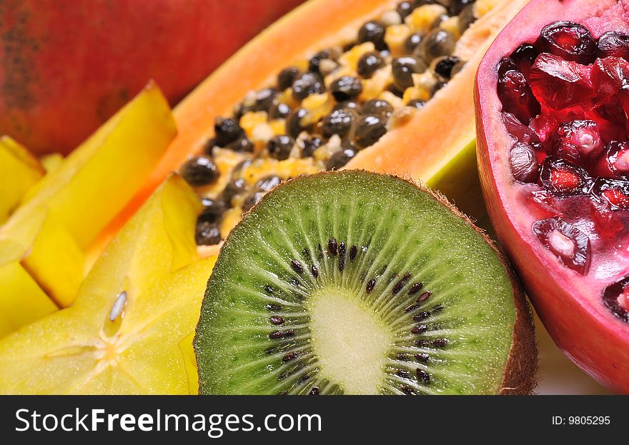 Variety of fresh colorful fruits