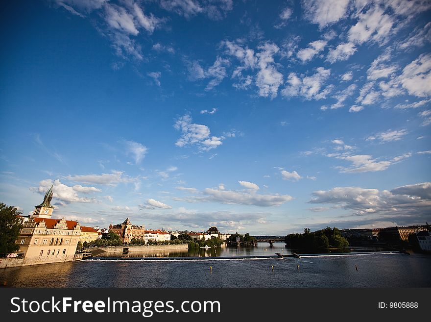 Vltava River in Prague Czech Republic.