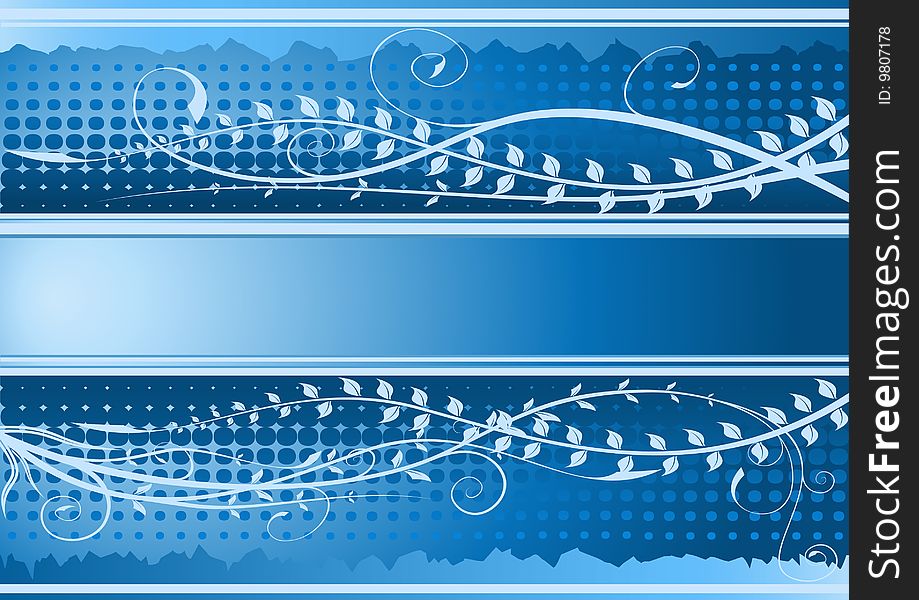 Blue floral background with copy-space. Additional vector format in EPS (v.8).