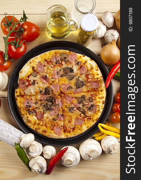 Pizza with mushrooms