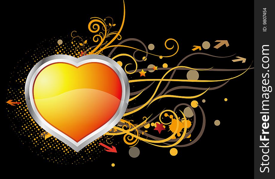 Heart And Floral Background