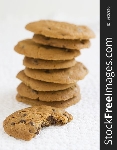 Stack of chocolate chip cookies