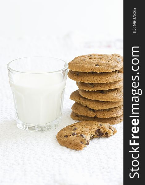 Chocolate chip cookies and milk