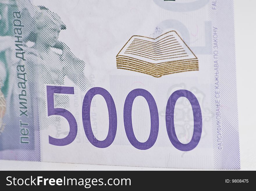 Serbian dinar.Bill of a five thousand dinars. Serbian dinar.Bill of a five thousand dinars.