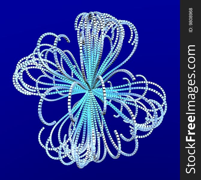 Knot. Abstract 3D illustration on blue background.
